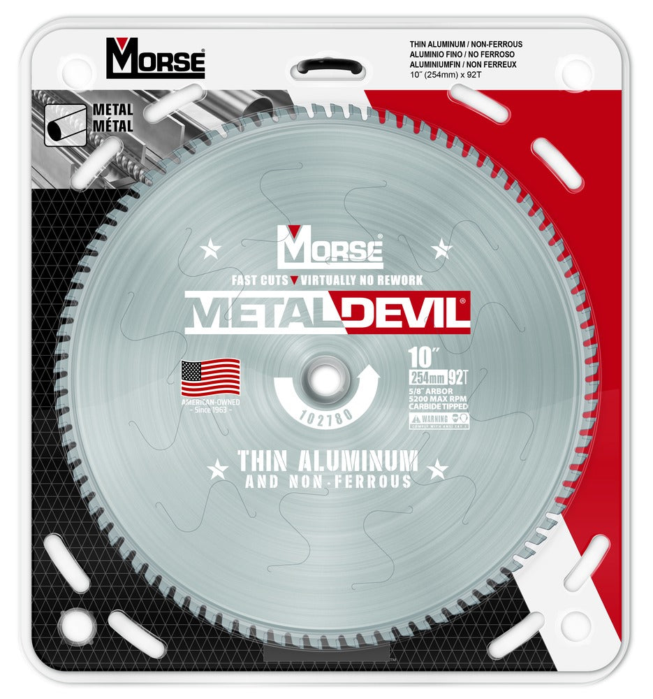 MK Morse 10" 92T Metal Devil Thin Aluminum Cutting Circular Saw Blade 102780