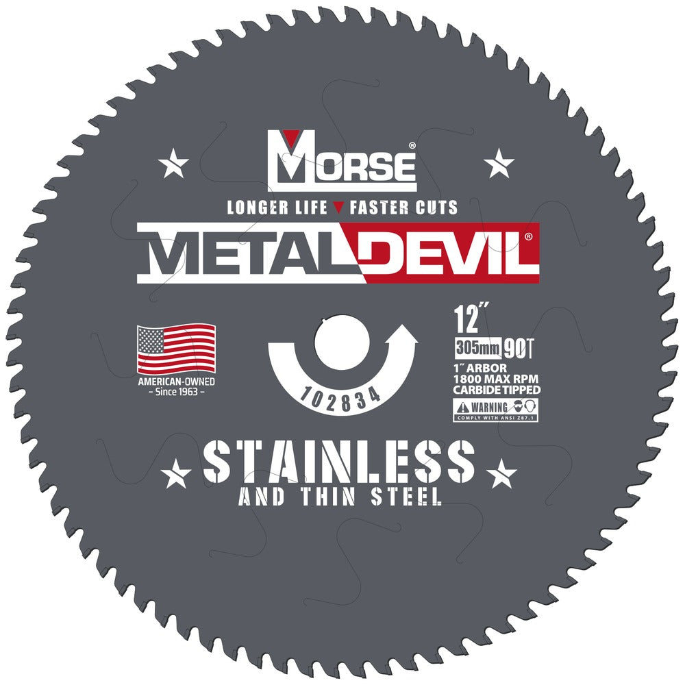 MK Morse 12" 90T Metal Devil Stainless and Thin Steel Cutting Circular Saw Blade 102834