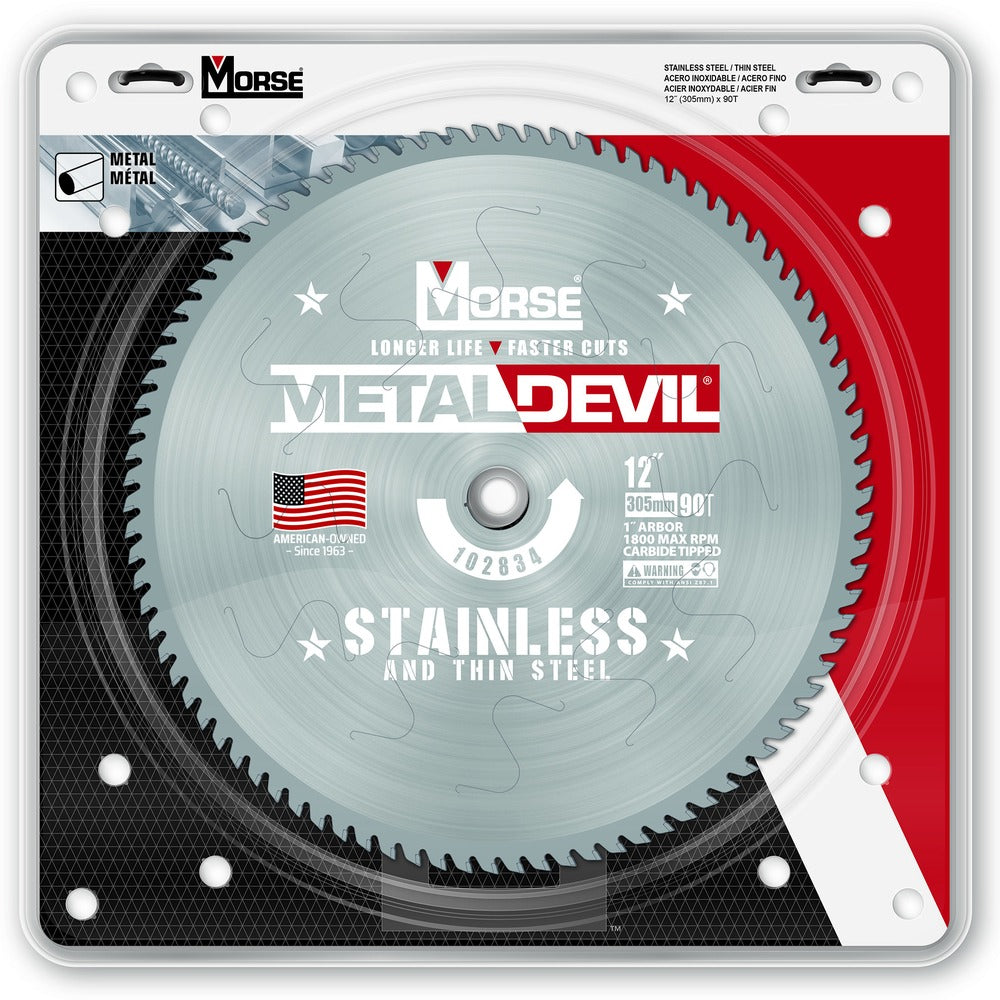 MK Morse 12" 90T Metal Devil Stainless and Thin Steel Cutting Circular Saw Blade 102834