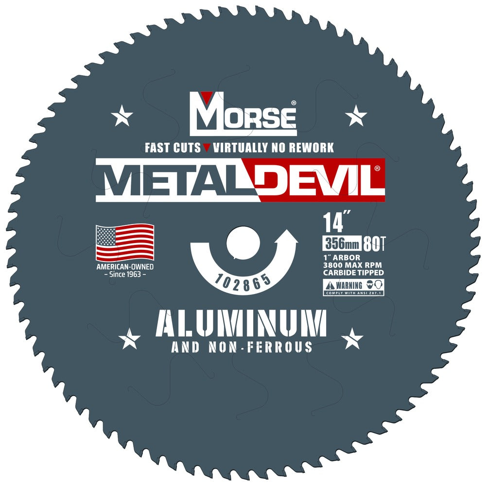 MK Morse 14" 80T Metal Devil Aluminum Cutting Circular Saw Blade 102865