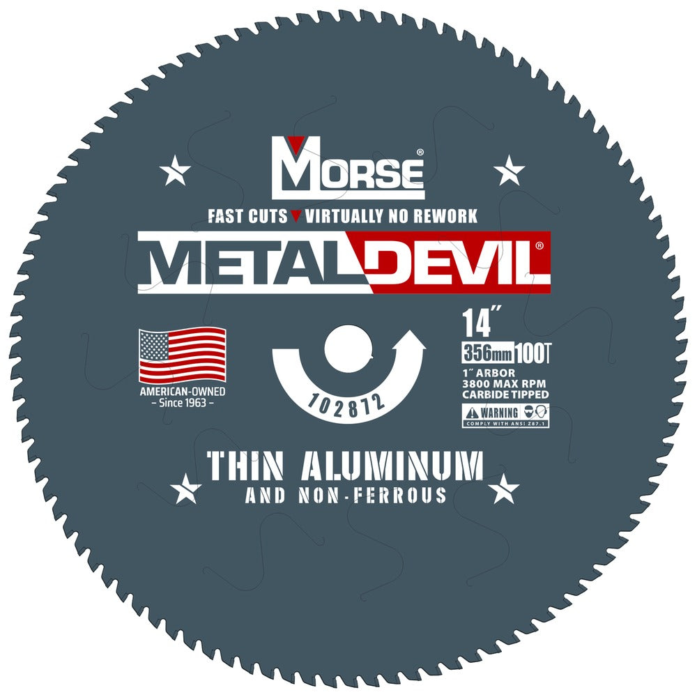 MK Morse 14" 100T Metal Devil Thin Aluminum Cutting Circular Saw Blade 102872