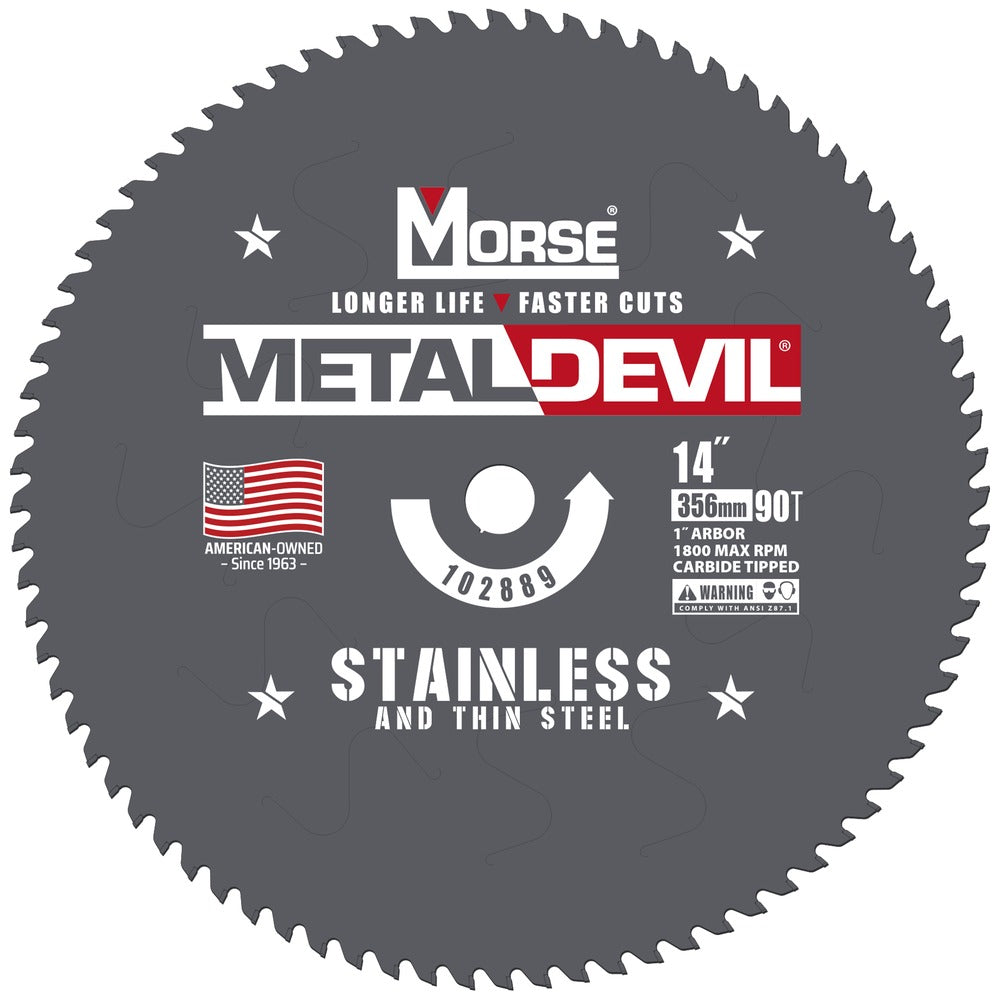 MK Morse 14" 90T Metal Devil Stainless and Thin Steel Cutting Circular Saw Blade 102889
