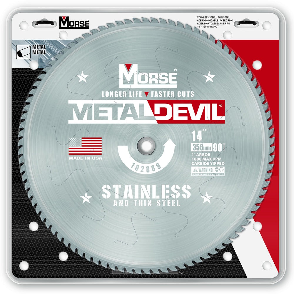 MK Morse 14" 90T Metal Devil Stainless and Thin Steel Cutting Circular Saw Blade 102889