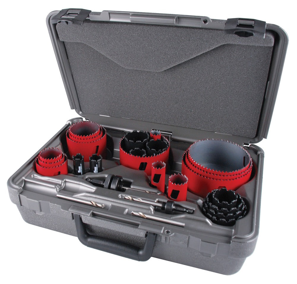 MK Morse 28 Piece Combination Bimetal and Carbide Grit Master Plumbers Hole Saw Kit 177900