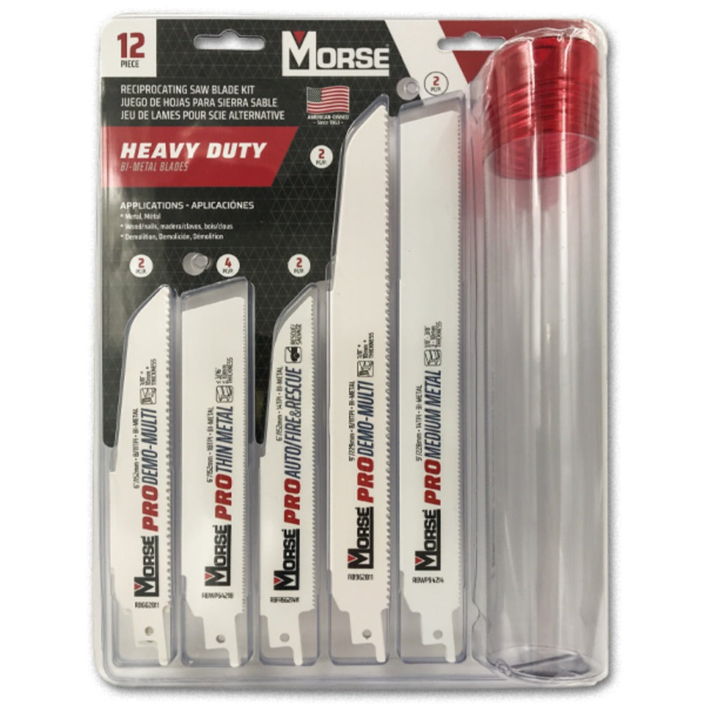 MK Morse 12 Piece Heavy Duty Reciprocating Saw Blade Assortment Kit 397490