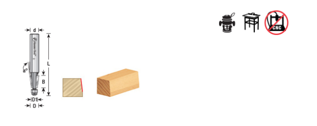 Amana Tool Carbide Tip Mini Chamfer 7 Deg. 1/4 in Shank MR0106