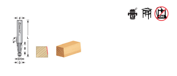 Amana Tool Mini 22.5 Deg. Carbide 1/4 in Shank, Router Bit MR0107