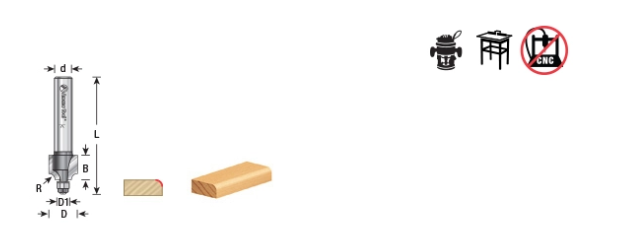 Amana Tool 1/16 in R Miniature Rounding Over MRR108
