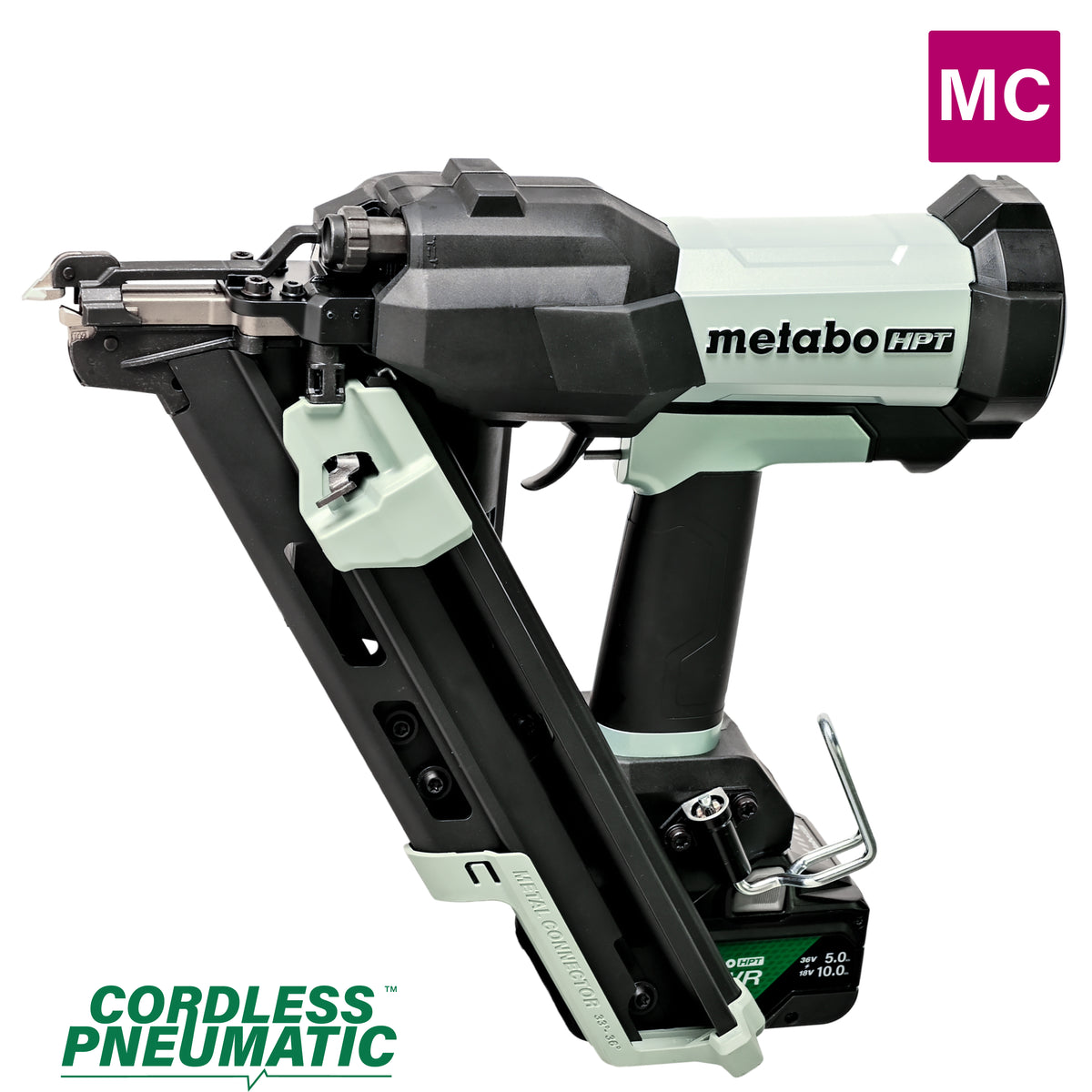 Metabo HPT 18V Cordless Pneumatic 2-1/2 in. Metal Connector Nailer Kit with 10.0 Ah Battery NR1865DKAQRY