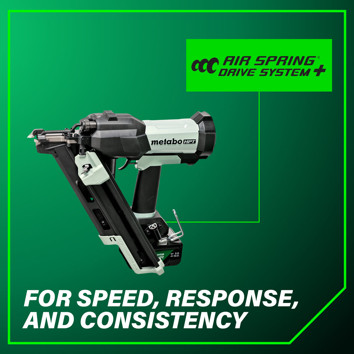 Metabo HPT 18V Cordless Pneumatic 2-1/2 in. Metal Connector Nailer Kit with 10.0 Ah Battery NR1865DKAQRY