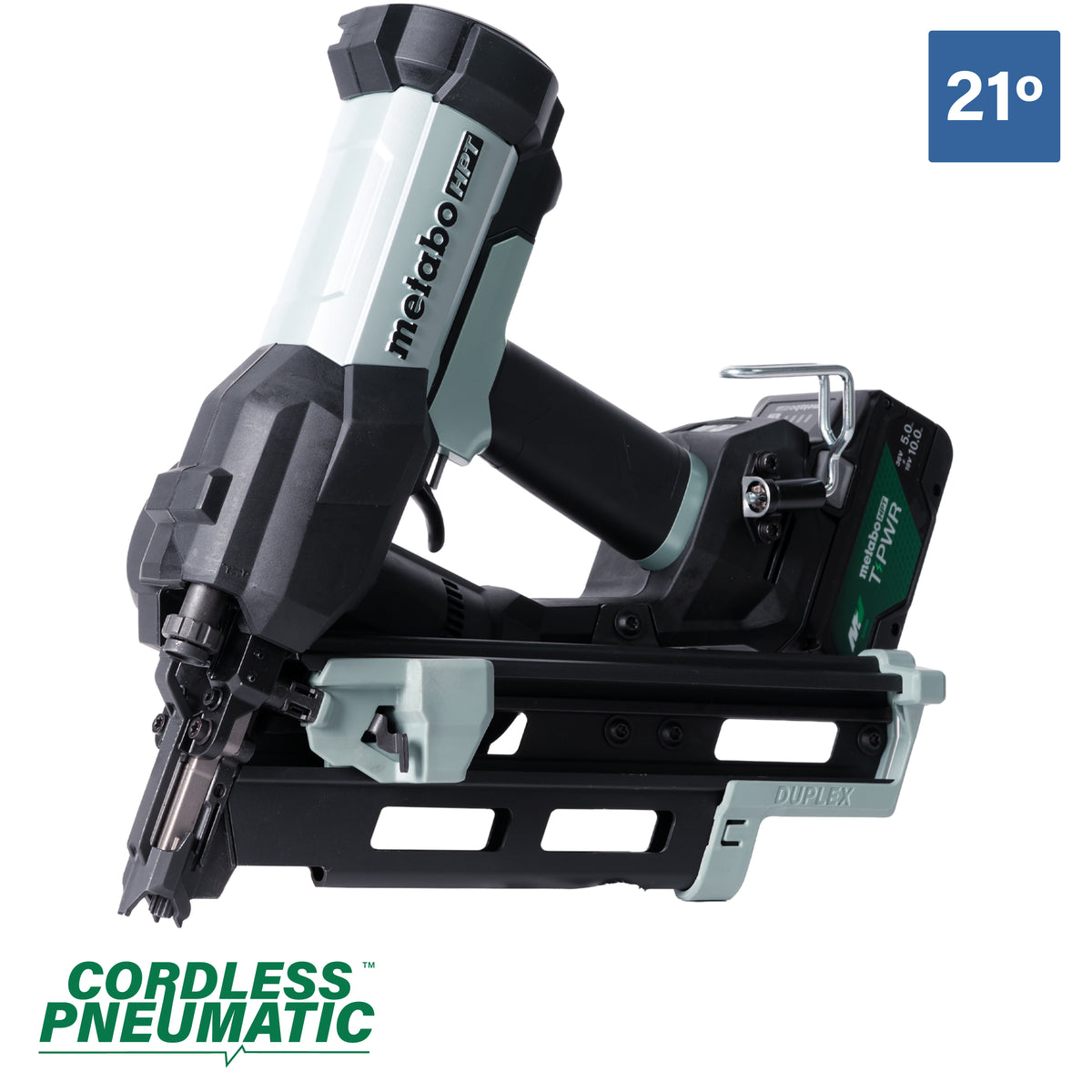 Metabo HPT 18V 21° Cordless Pneumatic 3 in. Duplex Forming Nailer Kit with 10.0 Ah Battery NR1875DDAQRY