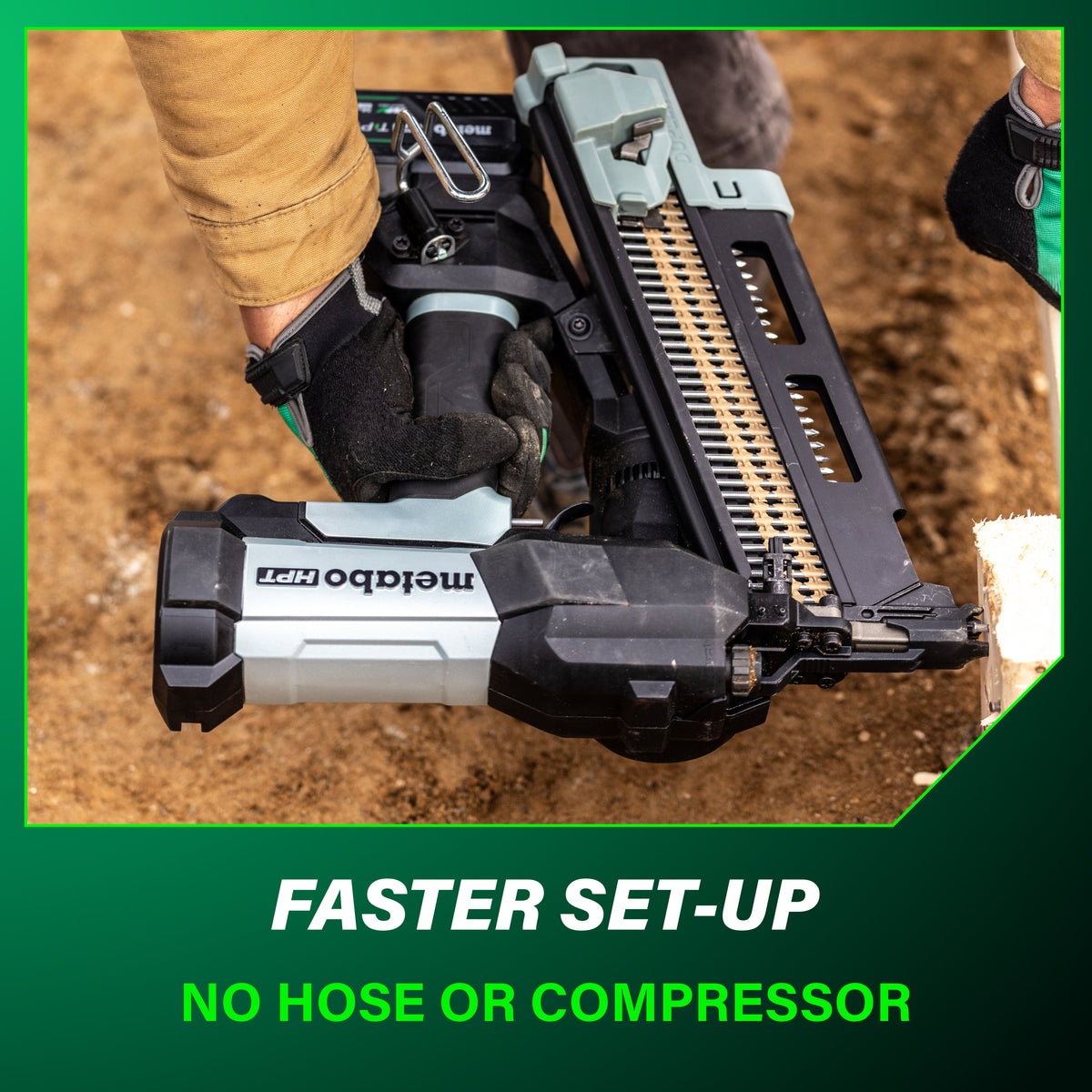 Metabo HPT 18V 21° Cordless Pneumatic 3 in. Duplex Forming Nailer Kit with 10.0 Ah Battery NR1875DDAQRY
