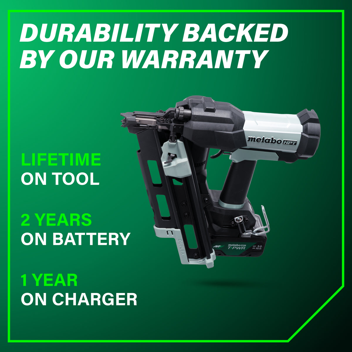 Metabo HPT 18V 21° Cordless Pneumatic 3 in. Duplex Forming Nailer Kit with 10.0 Ah Battery NR1875DDAQRY