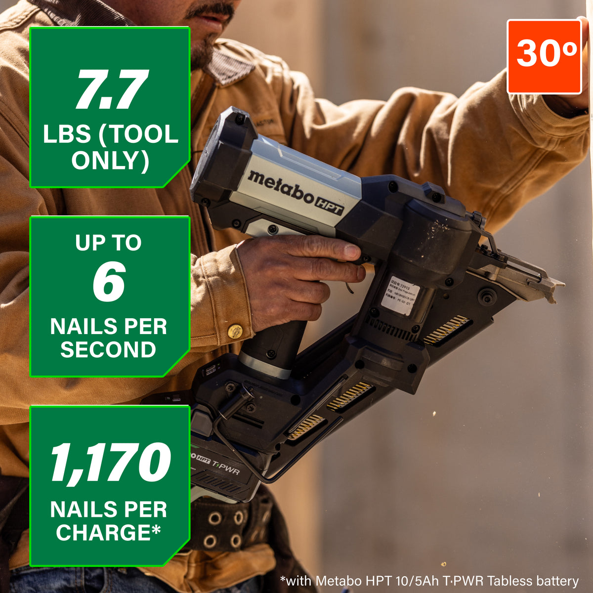 Metabo HPT 18V 30° Cordless Pneumatic 3-1/2 in. Framing Nailer Kit with 10.0 Ah Battery NR1890DCBQRY