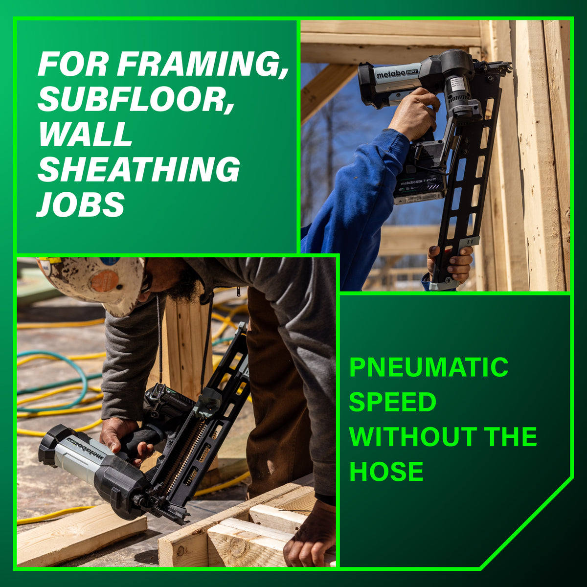 Metabo HPT 18V 21° Cordless Pneumatic 3-1/2 in. Framing Nailer Kit with 10.0 Ah Battery NR1890DRBQRY