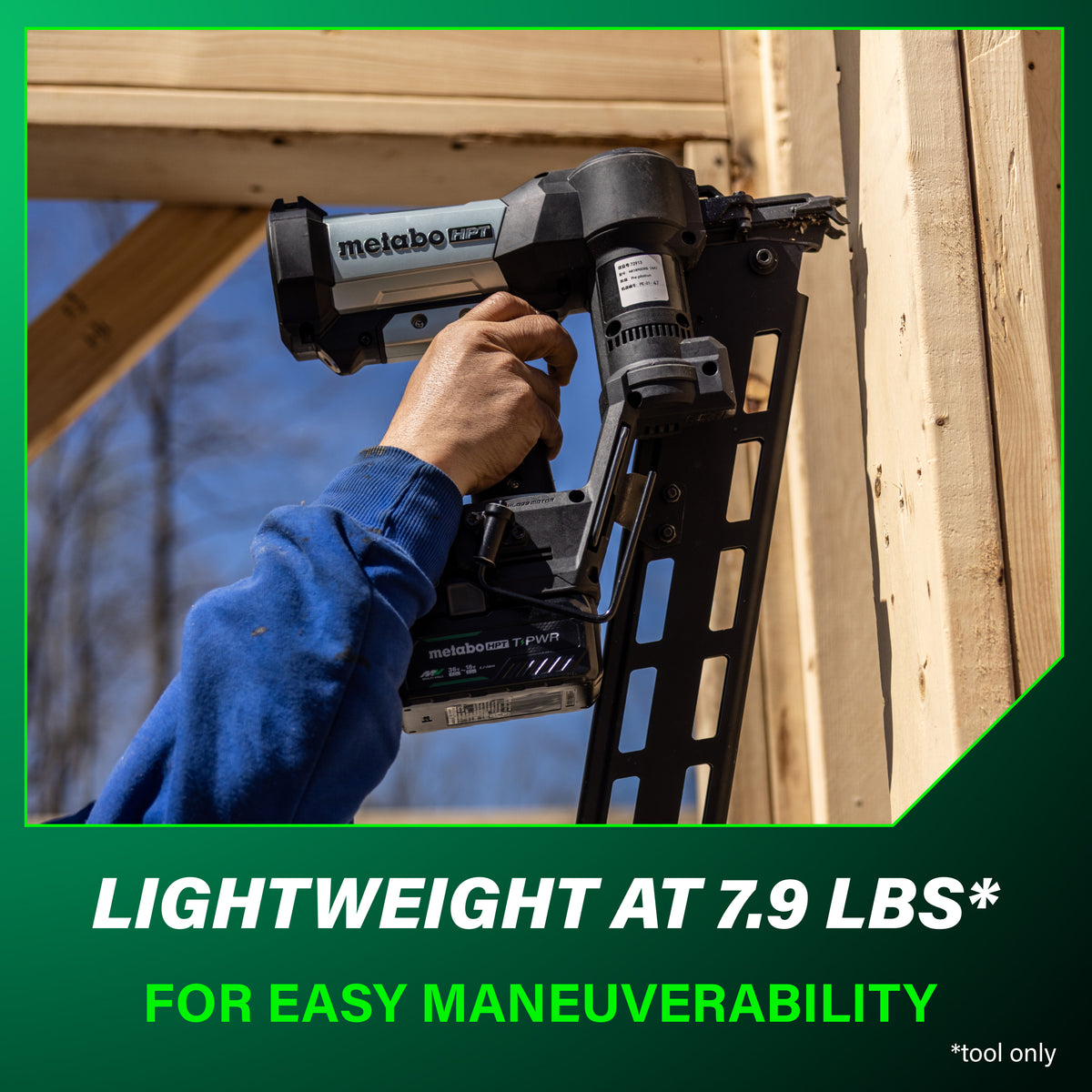 Metabo HPT 18V 21° Cordless Pneumatic 3-1/2 in. Framing Nailer Kit with 10.0 Ah Battery NR1890DRBQRY