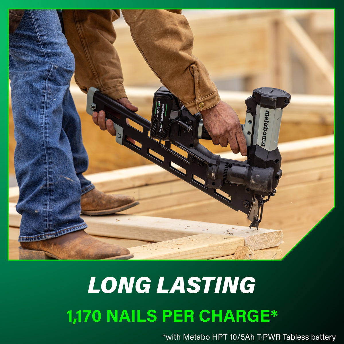 Metabo HPT 18V 21° Cordless Pneumatic 3-1/2 in. Framing Nailer Kit with 10.0 Ah Battery NR1890DRBQRY