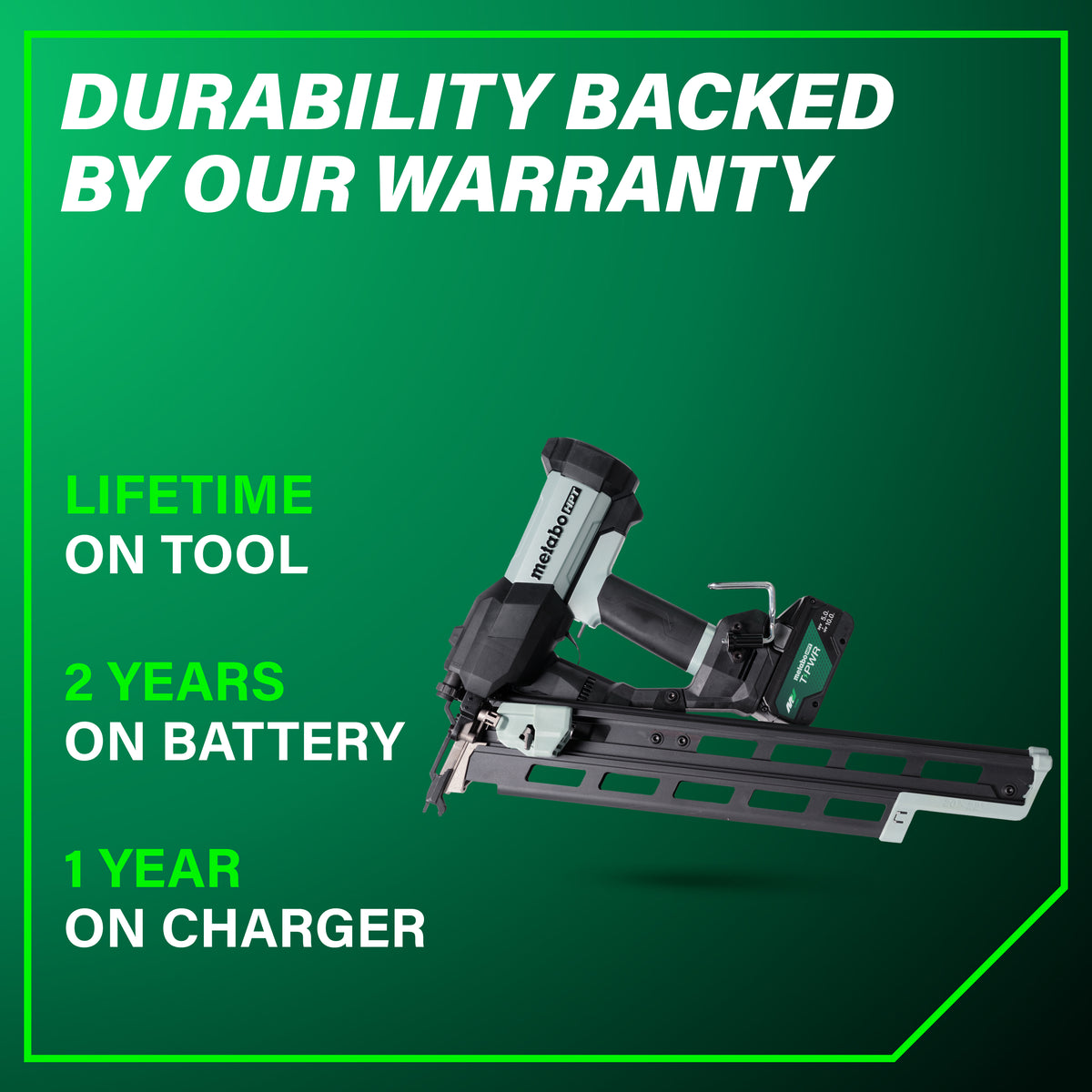 Metabo HPT 18V 21° Cordless Pneumatic 3-1/2 in. Framing Nailer Kit with 10.0 Ah Battery NR1890DRBQRY