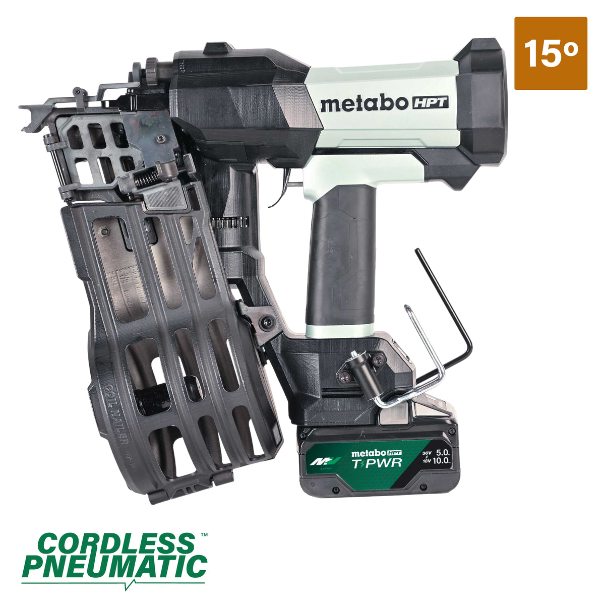 Metabo HPT 18V 15° Cordless Pneumatic 3-1/2 in. Coil Framing Nailer Kit with 10.0 Ah Battery NV1890DAQRY
