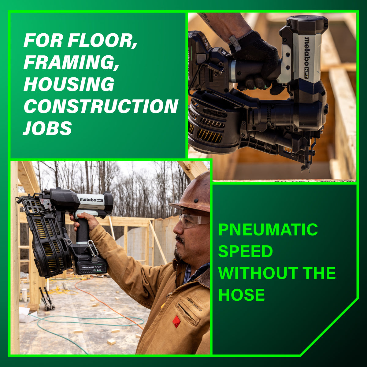Metabo HPT 18V 15° Cordless Pneumatic 3-1/2 in. Coil Framing Nailer Kit with 10.0 Ah Battery NV1890DAQRY