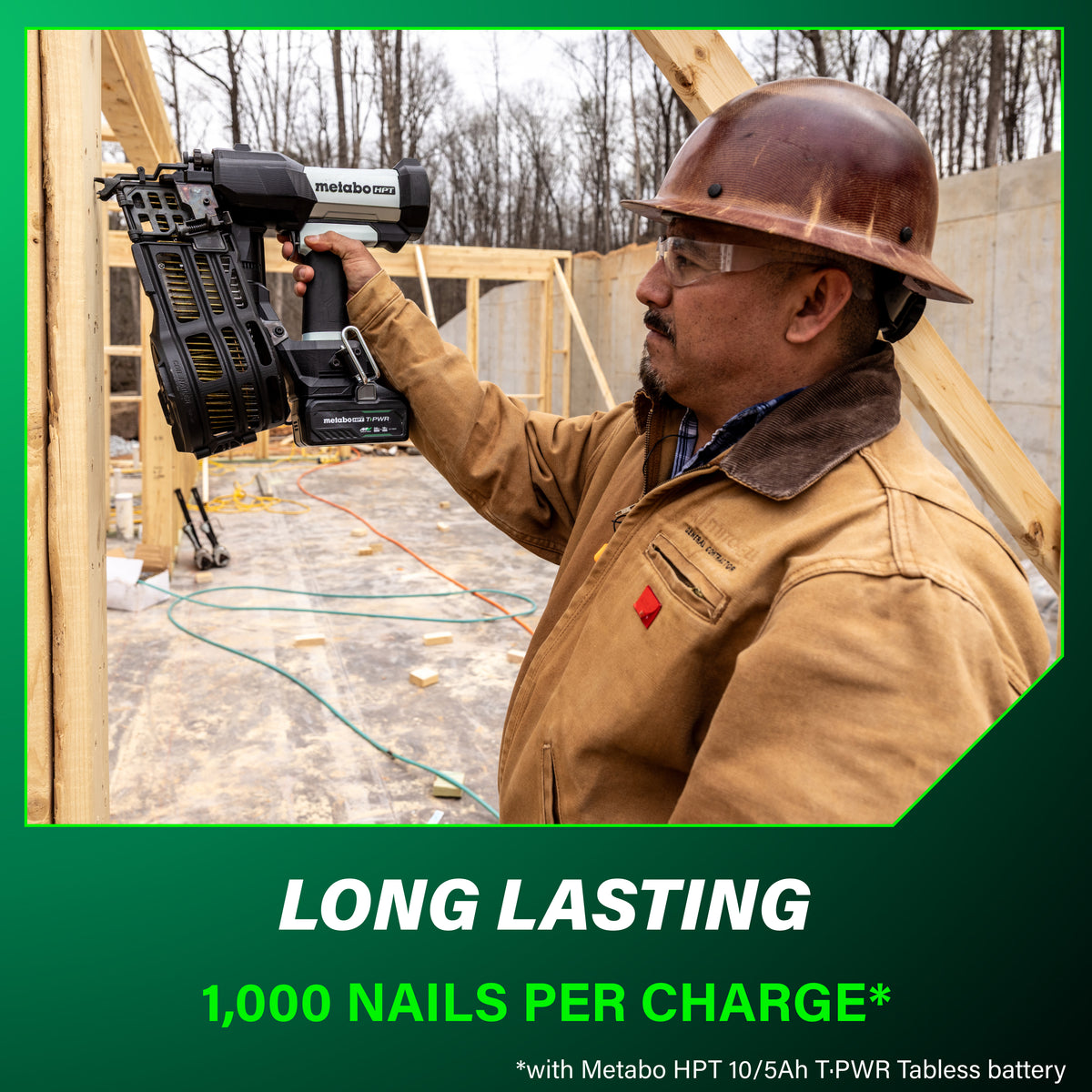 Metabo HPT 18V 15° Cordless Pneumatic 3-1/2 in. Coil Framing Nailer Kit with 10.0 Ah Battery NV1890DAQRY