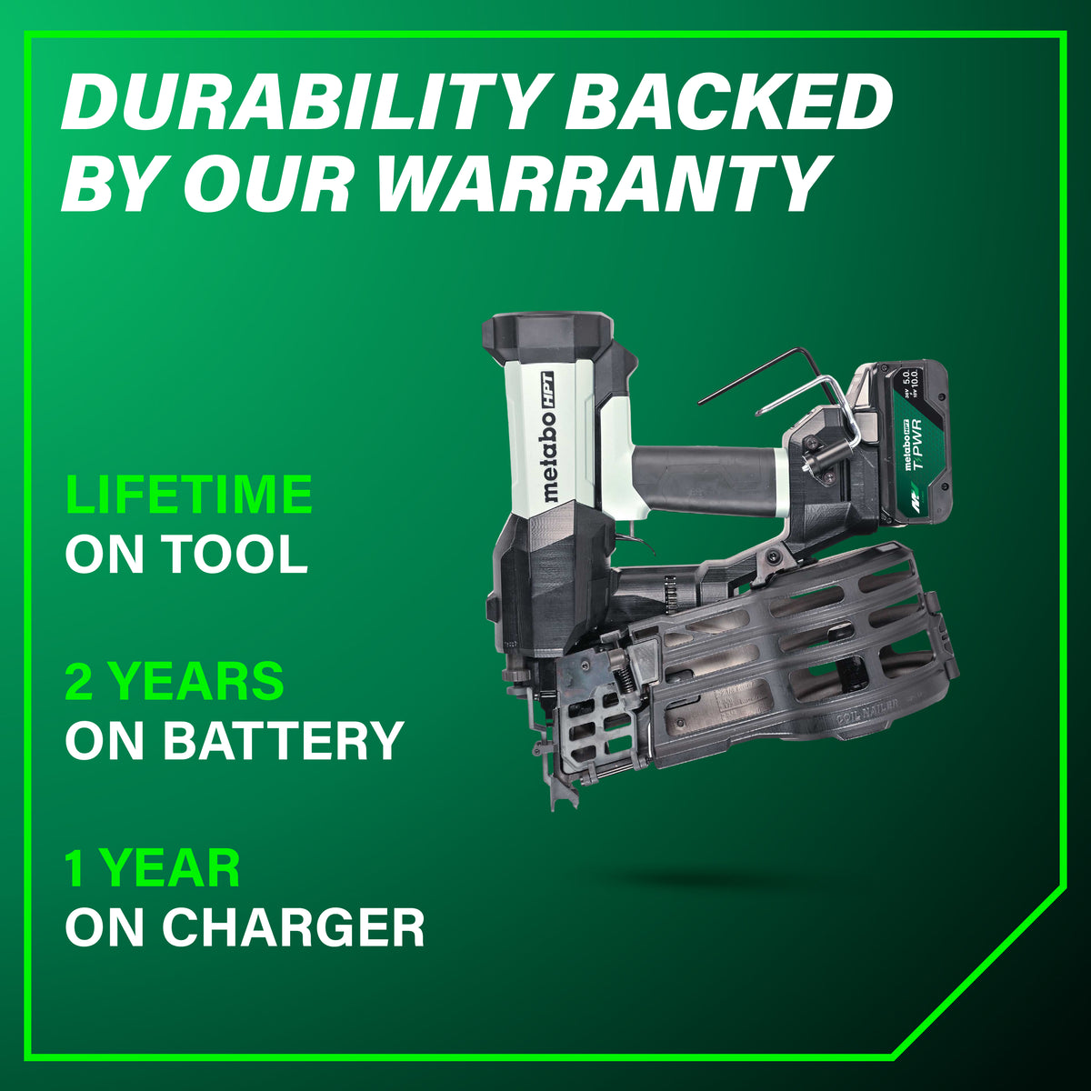 Metabo HPT 18V 15° Cordless Pneumatic 3-1/2 in. Coil Framing Nailer Kit with 10.0 Ah Battery NV1890DAQRY