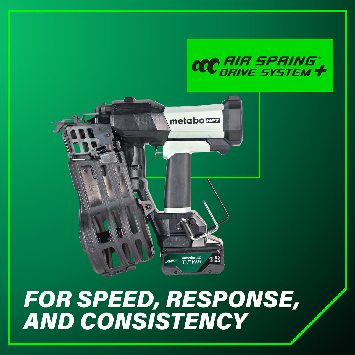 Metabo HPT 18V 15° Cordless Pneumatic 3-1/2 in. Coil Framing Nailer Kit with 10.0 Ah Battery NV1890DAQRY