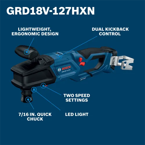 Bosch 18V High Torque Right Angle Drill 7/16 in. Hex (Bare Tool) GRD18V-127HXN