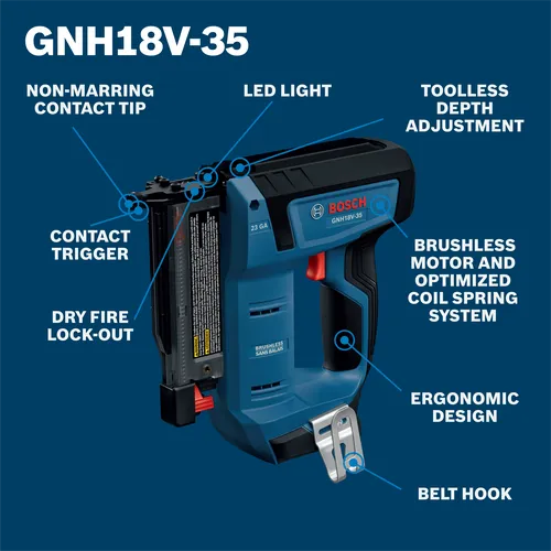 Bosch 18V Brushless 23-Gauge Pin Nailer (Bare Tool) GNH18V-35N