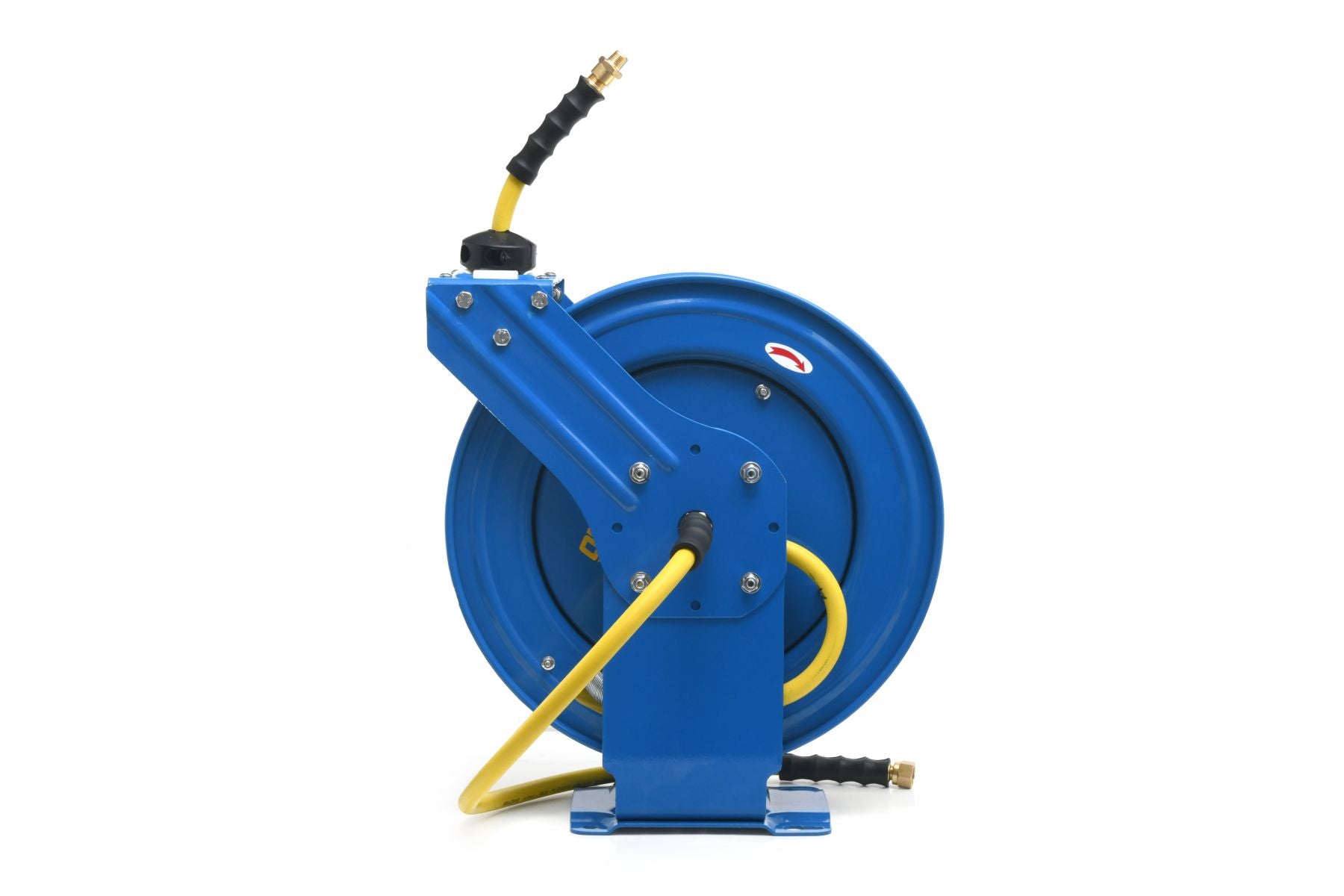 Blubird OilShield 1/2" X 100' Air Hose Dual Arm XL 18 Gauge Retractable Reel w/ 3' Jumper Hose 3/8" Male-NPT OSRDA12100