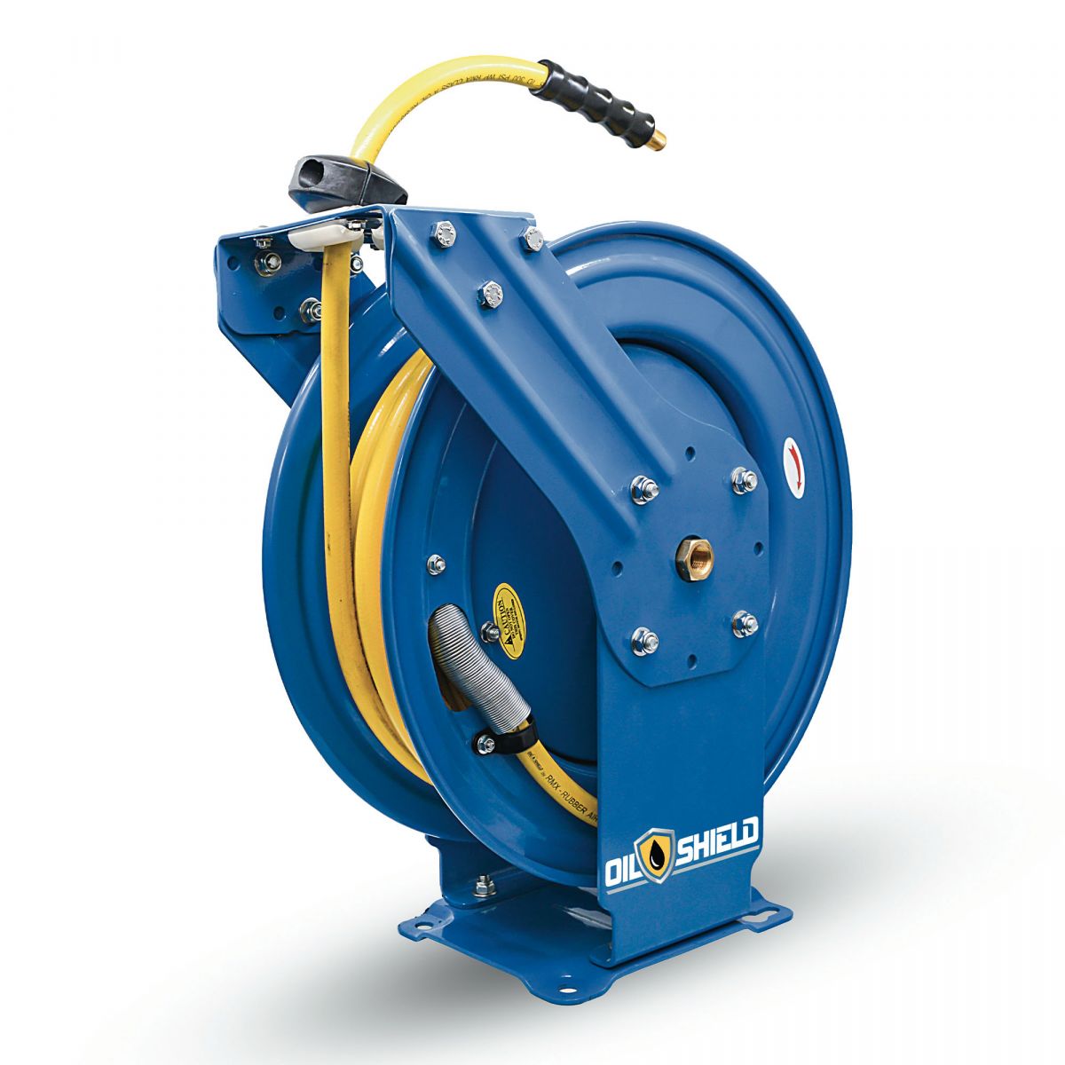 Blubird OilShield 1/2" X 50' Air Hose Dual Arm XL 18 Gauge Retractable Reel w/ 3' Jumper Hose 3/8" Male-NPT OSRDA1250