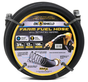 OilShield 3/4" X 12' Rubber Farm Fuel Transfer Hose with Static Wire