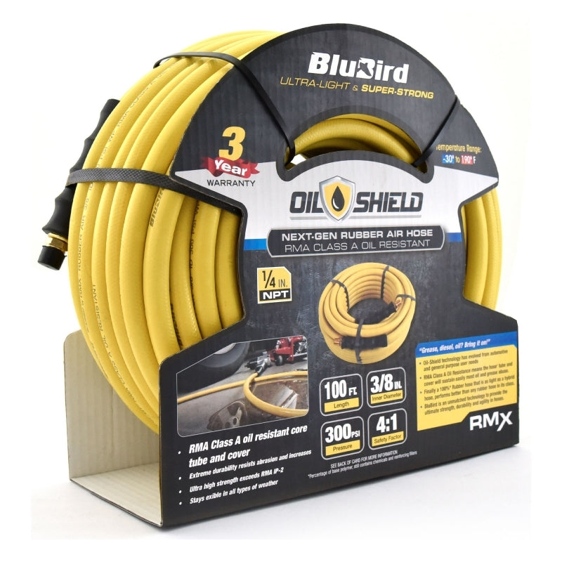 Blubird OilShield 3/8" X 100' Rubber Air Hose Assembly 3/8" Male-NPT OS38100