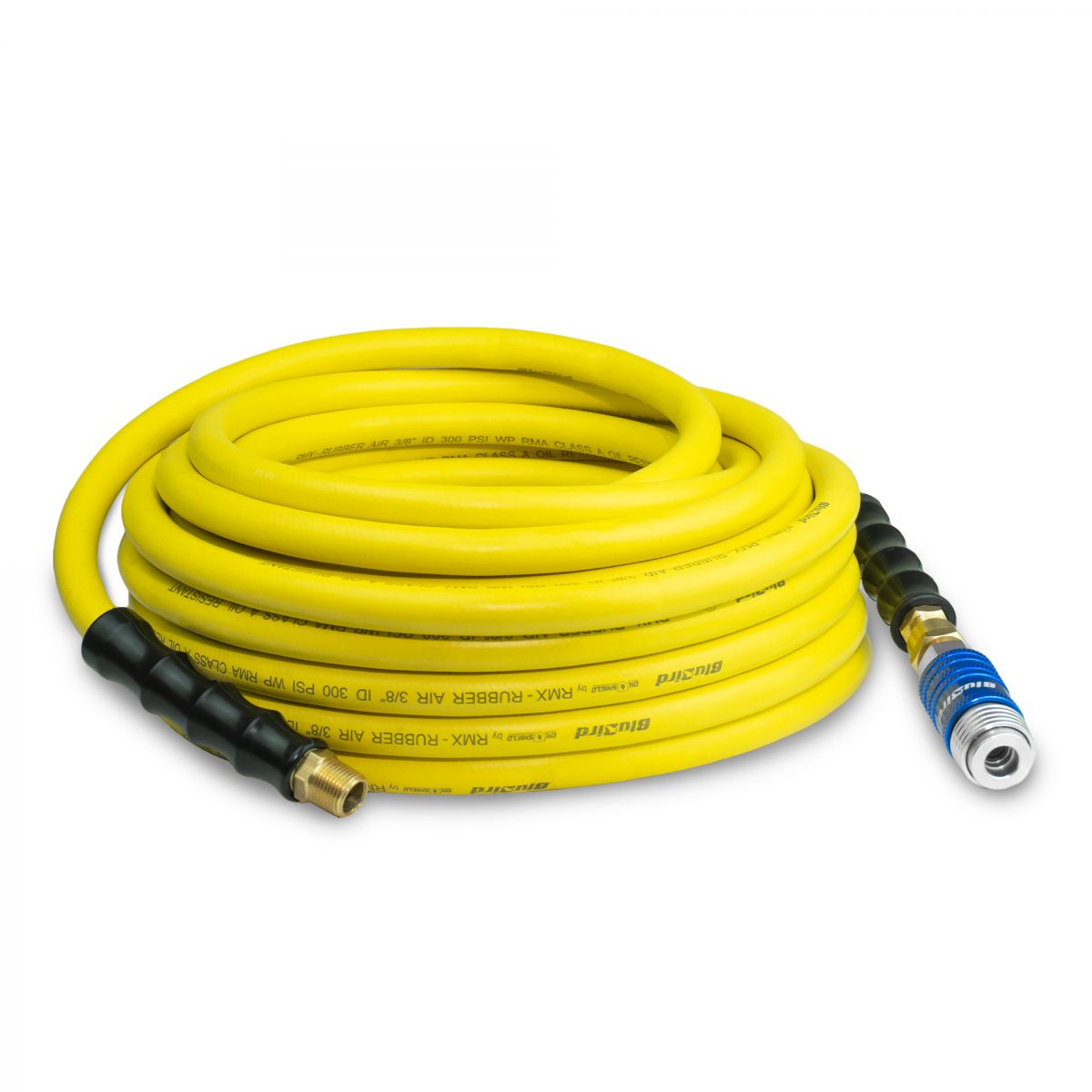 Blubird OilShield 3/8" X 50' Rubber Air Hose Assembly 3/8" Male-NPT with Universal 5 in 1 coupler OS3850-5CP