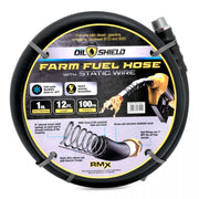 OilShield 1" X 12' Rubber Farm Fuel Transfer Hose with Static Wire