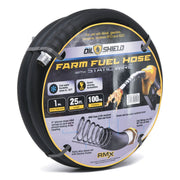 OilShield 1" X 25' Rubber Farm Fuel Transfer Hose with Static Wire