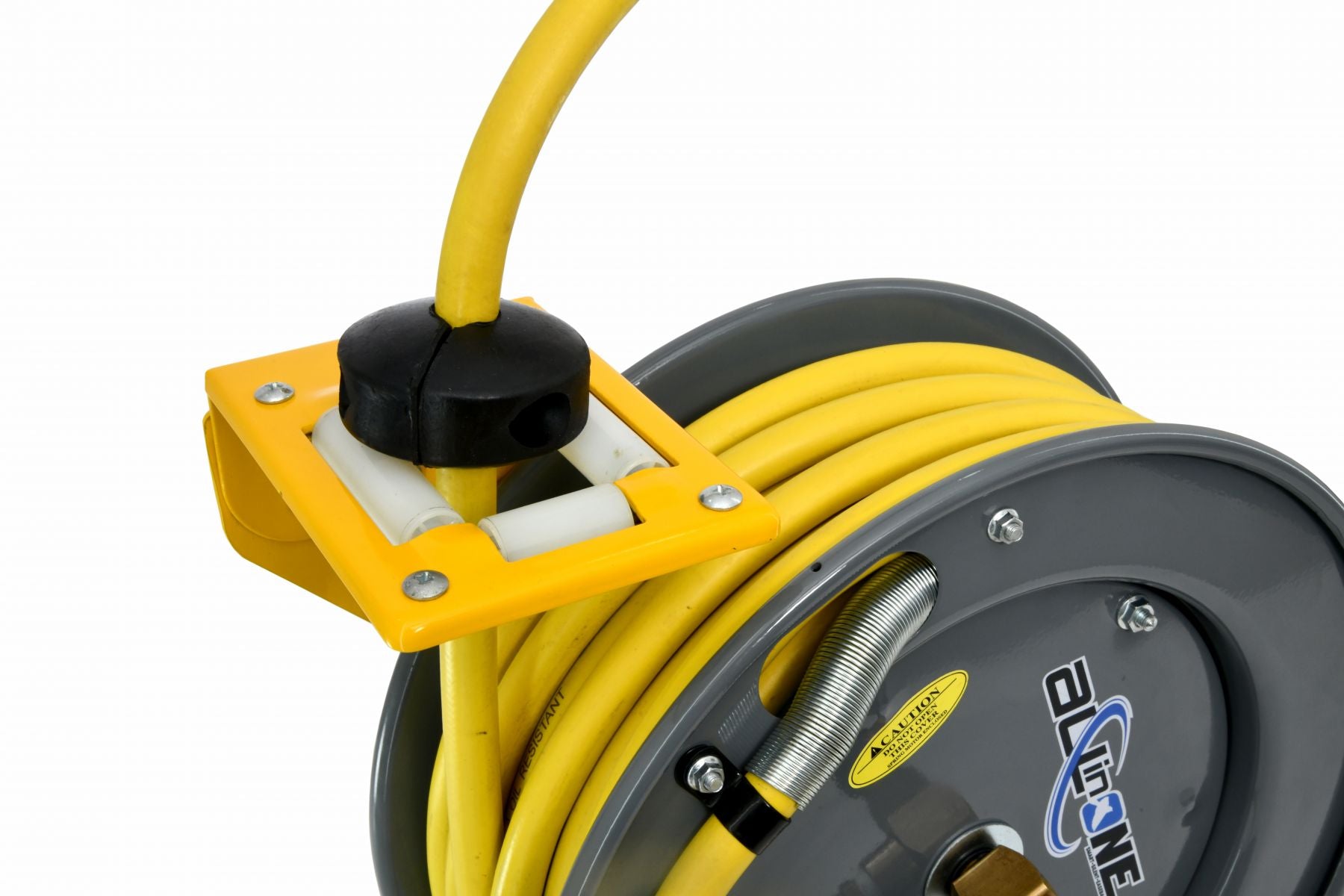 Blubird OilShield 3/8" X 50' Air Hose Single Arm 18 Gauge Retractable Reel 180 Degree Swivel Bracket w/ 3' Jumper Hose 3/8" Male-NPT and Universal 5 in 1 Coupler OSRHD3850-AIO