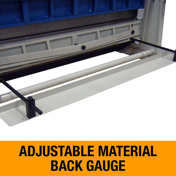 Adjustable material back gauge on Baileigh machine