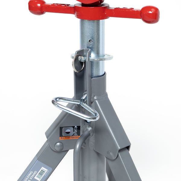 Jet JPJ-LFD-V Low Folding Pipe Jack Stand with Steel V-Head, 2,500 lbs. Capacity, Up to 18 in. Pipe JT1-3816