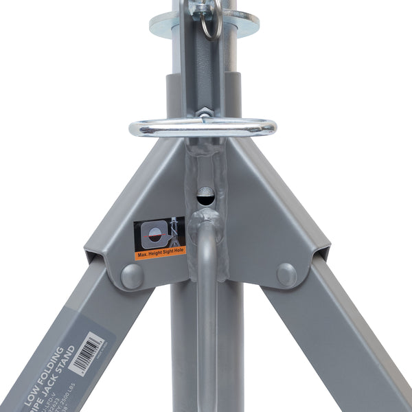 Jet JPJ-LFD-V Low Folding Pipe Jack Stand with Steel V-Head, 2,500 lbs. Capacity, Up to 18 in. Pipe JT1-3816