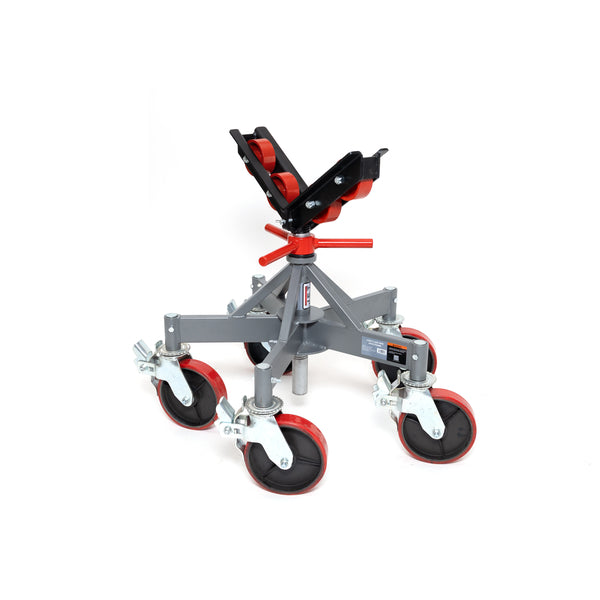 Jet JPJ-L5L-SR Low 5-Leg Pipe Jack Stand with Casters and Steel Rollers, 5,000 lbs. Capacity, Up to 36 in. Pipe JT1-3808