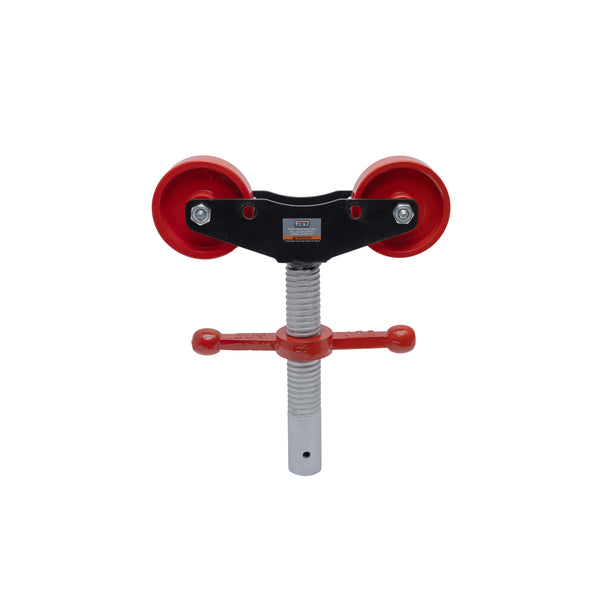 Jet JPJ-RHA-SR steel roller head assembly for pipe jack stands with two red rollers and black mounting yoke