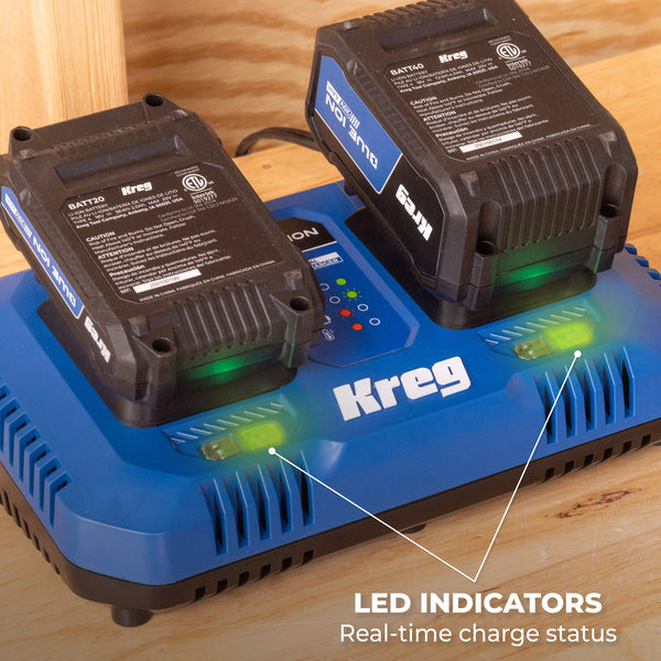 Kreg 20V Blue Ion Dual Fast Battery Charger CRGR402B