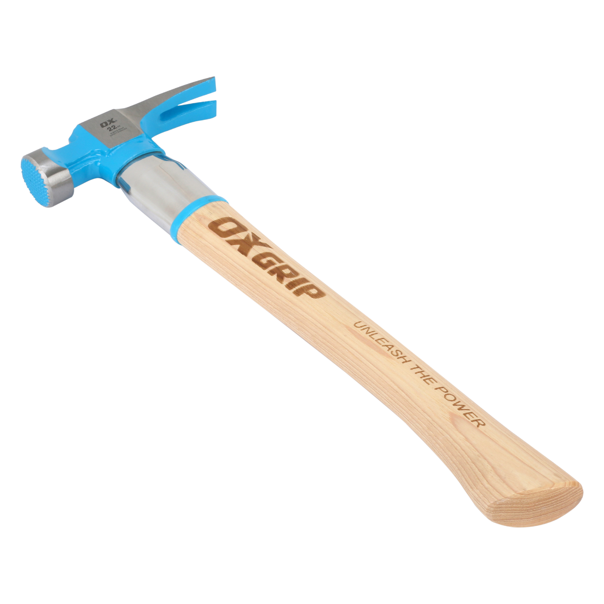 Ox Tools Pro 22 Oz Milled Face Framing Hammer | Curved Hickory Handle w/ Steel Reinforcement OX-P083522