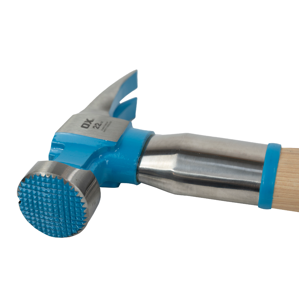 Ox Tools Pro 22 Oz Milled Face Framing Hammer | Curved Hickory Handle w/ Steel Reinforcement OX-P083522