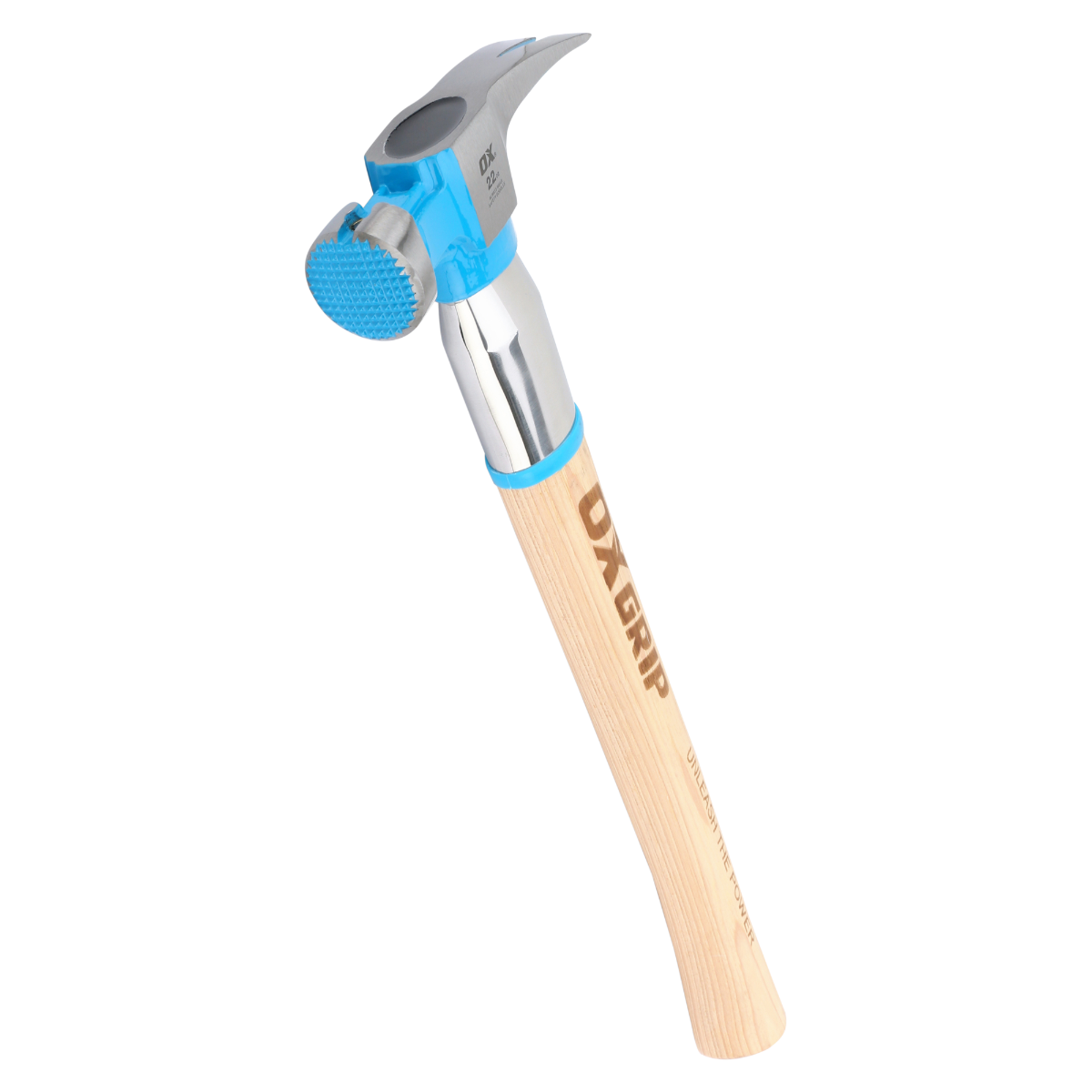 Ox Tools Pro 22 Oz Milled Face Framing Hammer | Curved Hickory Handle w/ Steel Reinforcement OX-P083522