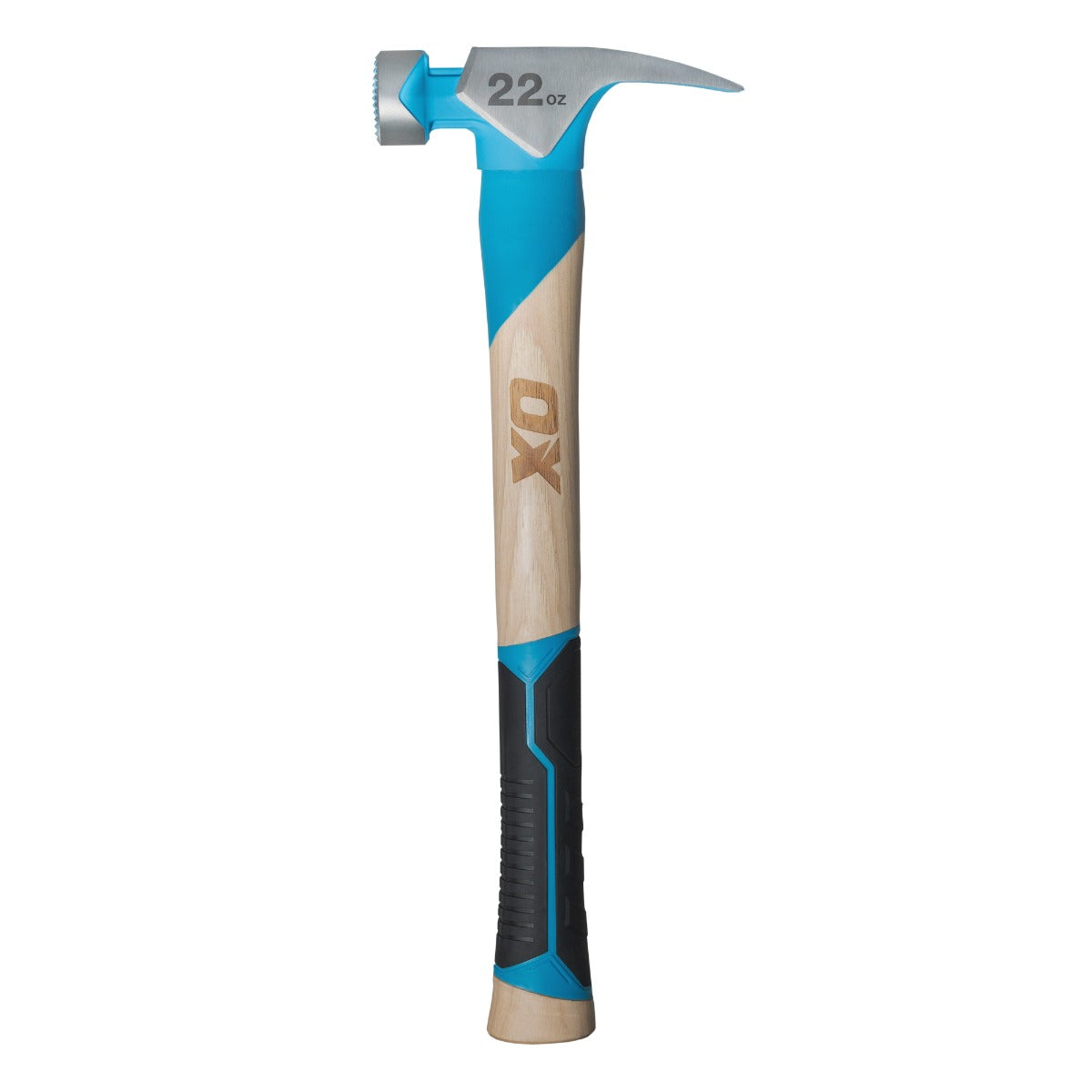 Ox Tools Pro 22 Oz Milled Face Framing Hammer | Straight Hickory Handle w/ TPR Grip OX-P089322