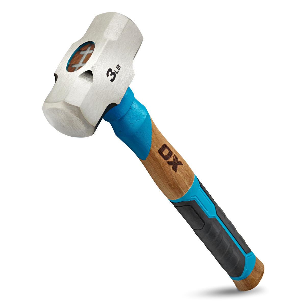 Ox Tools Pro 3 Lbs Club Hammer | Straight Hickory Handle w/ TPR Grip OX-P089403