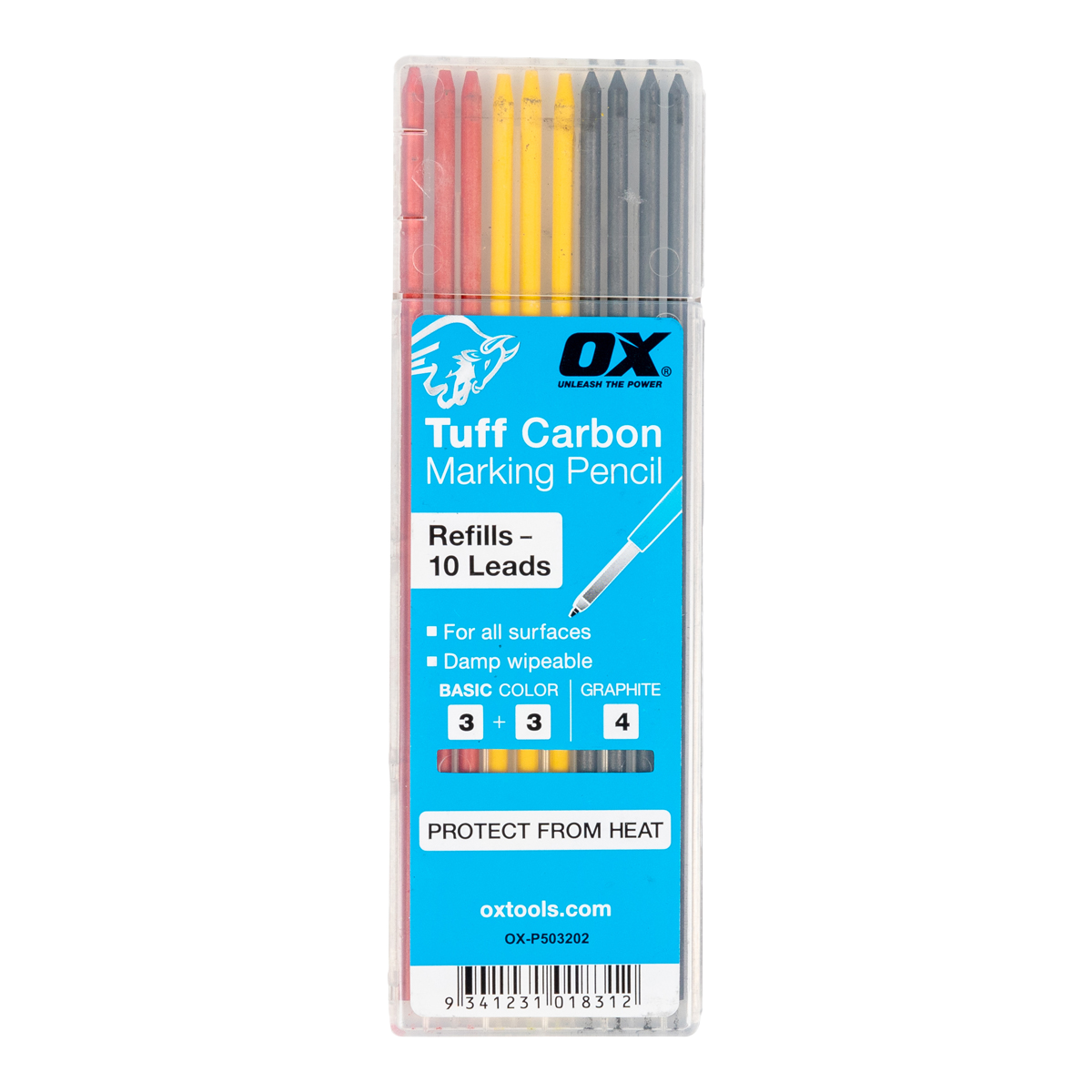 Ox Tools Pro Tuff Carbon Pencil Leads - Basic Color & Graphite Lead | 10-Pack OX-P503202