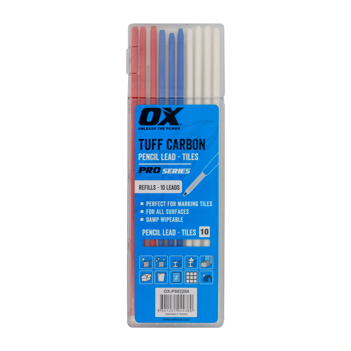Ox Tools Pro Tuff Carbon Pencil Leads - Tile Lead | 10-Pack OX-P503204